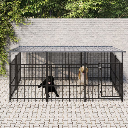 udendørs hundegård med tag 5,63 m² stål