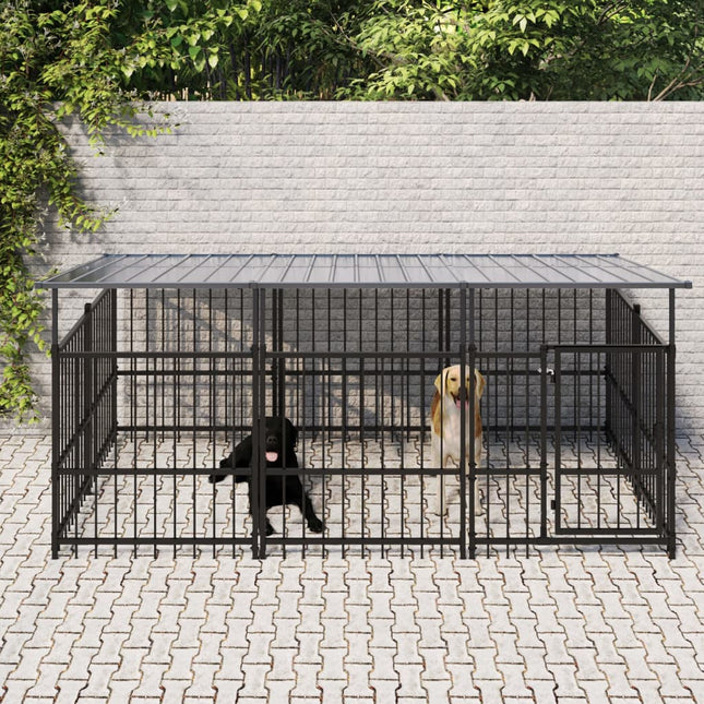 udendørs hundegård med tag 5,63 m² stål