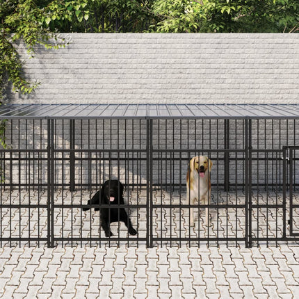 udendørs hundegård med tag 13,14 m² stål
