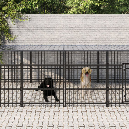 udendørs hundegård med tag 16,89 m² stål