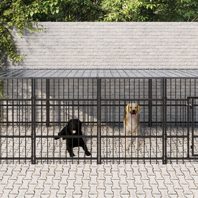 udendørs hundegård med tag 16,89 m² stål