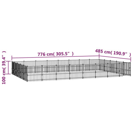 udendørs hundebur 37,64 m² stål