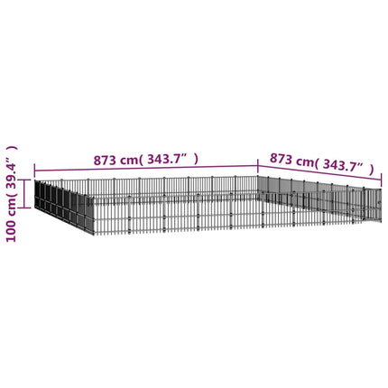 udendørs hundebur 76,21 m² stål