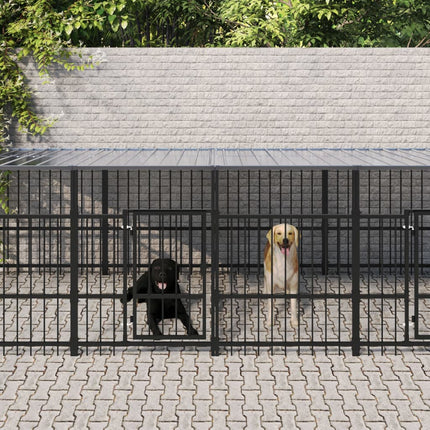 udendørs hundegård med tag 7,51 m² stål