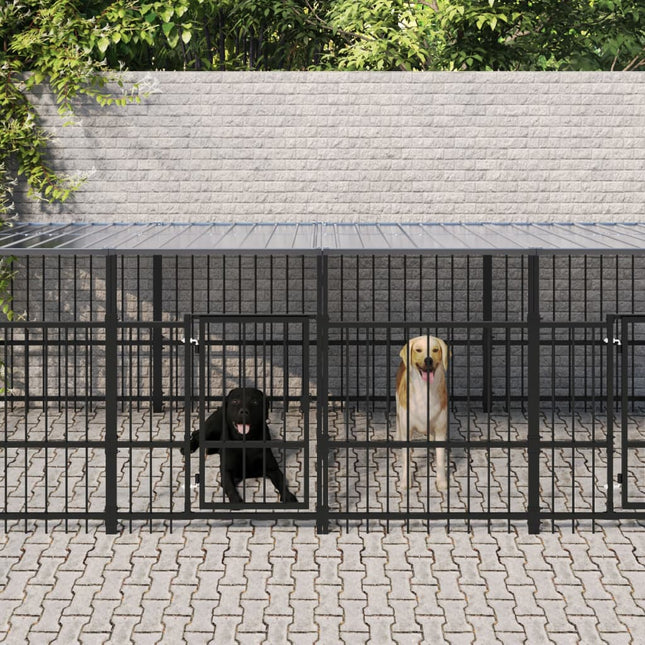 udendørs hundegård med tag 7,51 m² stål