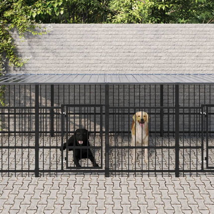 udendørs hundegård med tag 15,02 m² stål