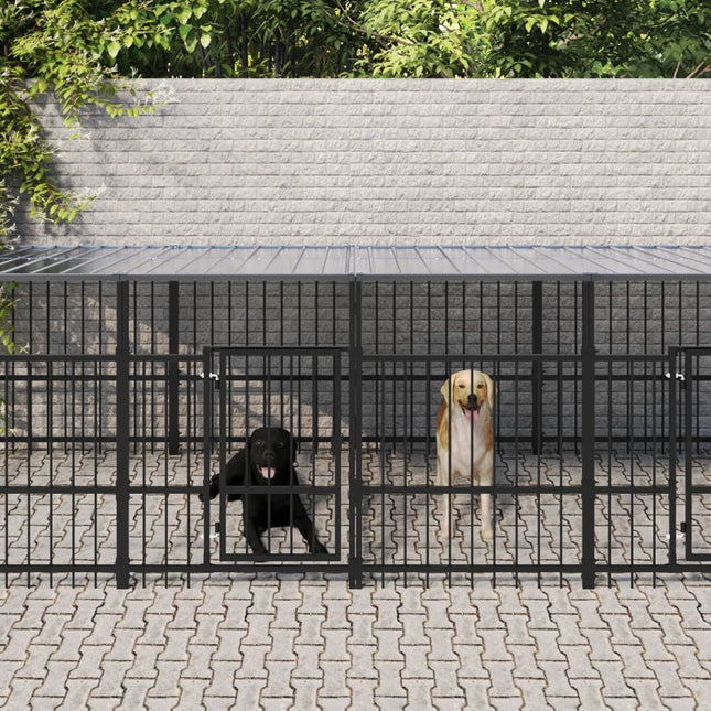 udendørs hundegård med tag 15,02 m² stål