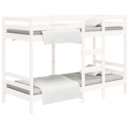 køjeseng 90x200 cm massivt fyrretræ hvid