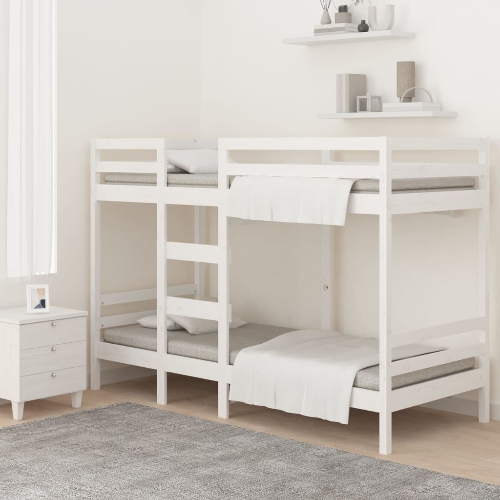 køjeseng 90x200 cm massivt fyrretræ hvid