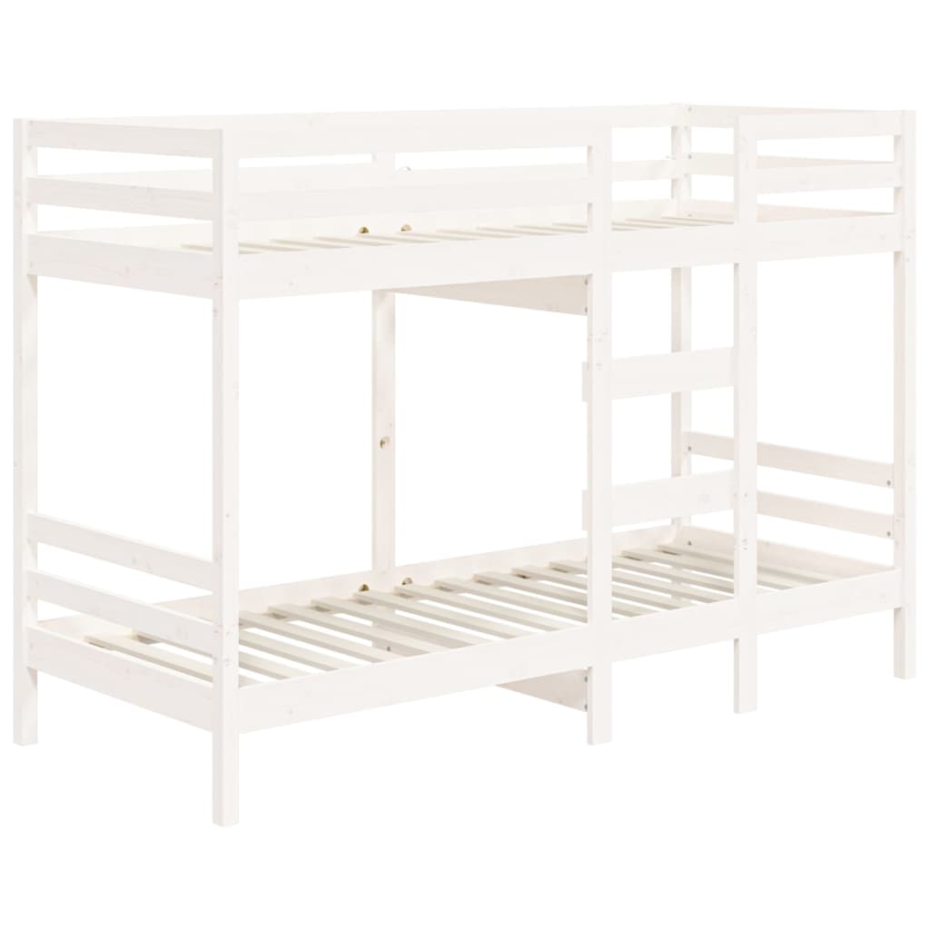 køjeseng 90x200 cm massivt fyrretræ hvid