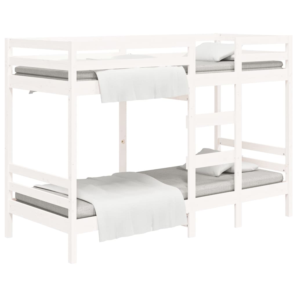 køjeseng 80x200 cm massivt fyrretræ hvid
