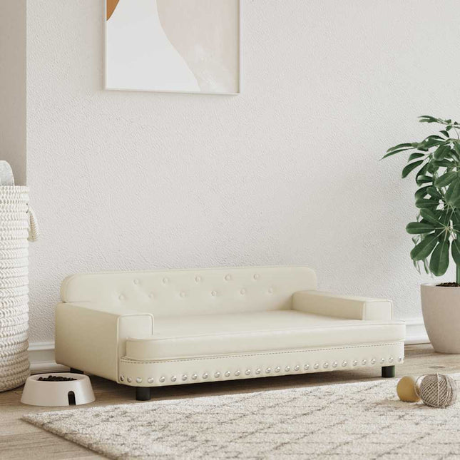 hundeseng 790x53x30 cm kunstlæder cremefarvet