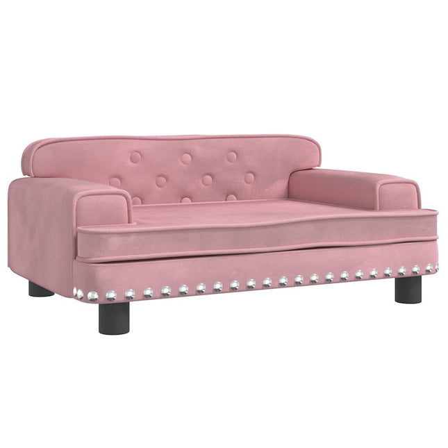 hundeseng 70x45x30 cm velour lyserød