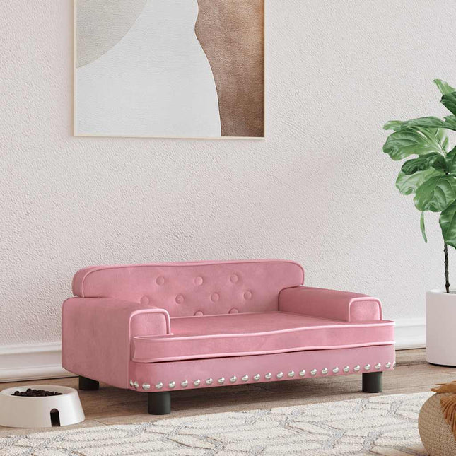 hundeseng 70x45x30 cm velour lyserød