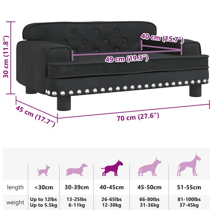 hundeseng 70x45x30 cm velour sort