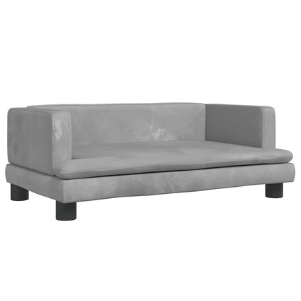 hundeseng 80x45x30 cm velour lysegrå