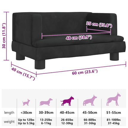 hundeseng 60x40x30 cm velour sort
