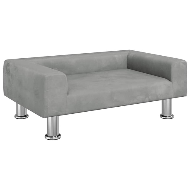 hundeseng 70x45x26,5 cm velour lysegrå