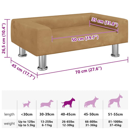 hundeseng 70x45x26,5 cm velour brun