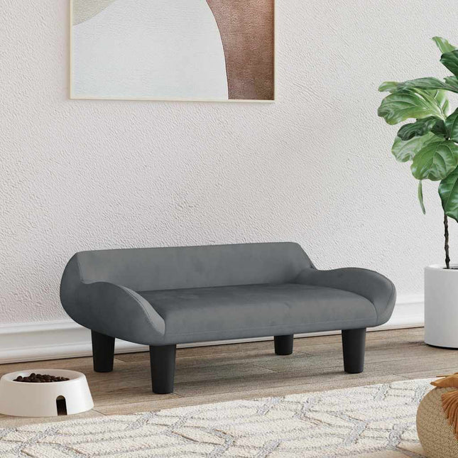 hundeseng 70x40x24 cm velour mørkegrå