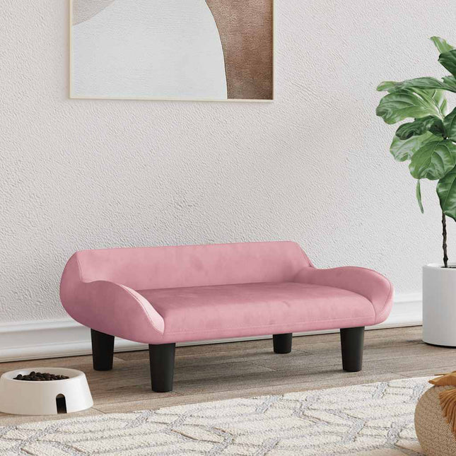 hundeseng 70x40x24 cm velour lyserød
