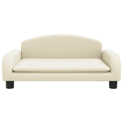 hundeseng 70x45x30 cm kunstlæder cremefarvet