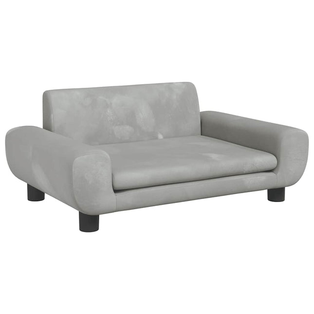 hundeseng 70x45x33 cm velour lysegrå