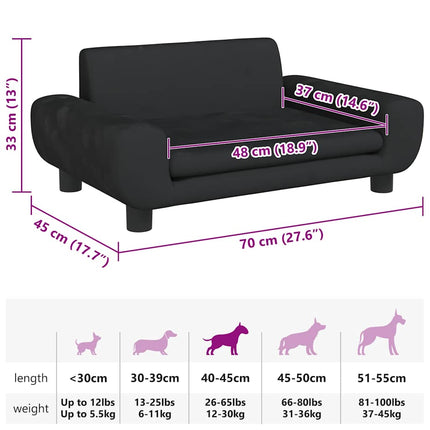 hundeseng 70x45x33 cm velour sort