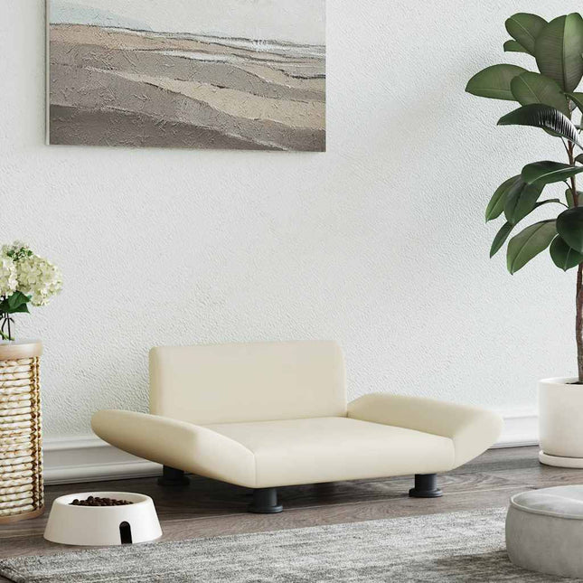 hundeseng 70x45x28 cm kunstlæder cremefarvet