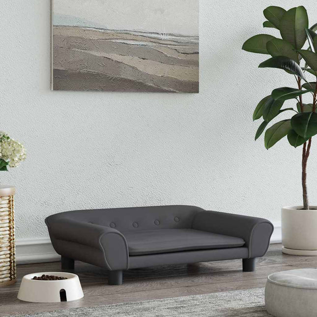 hundeseng 70x48x22 cm velour mørkegrå