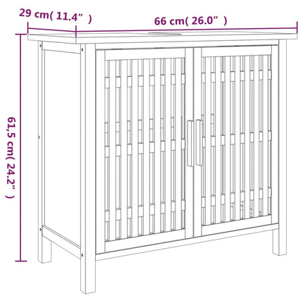 vaskeskab til badeværelse 66x29x61,5 cm massivt valnøddetræ
