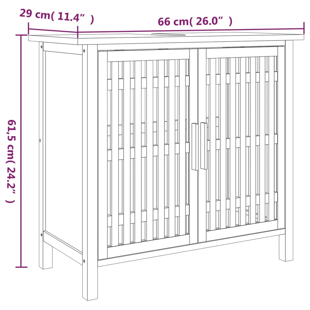 vaskeskab til badeværelse 66x29x61,5 cm massivt valnøddetræ