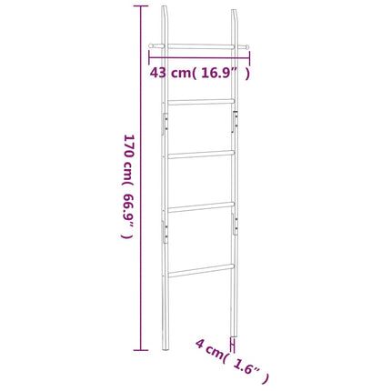 håndklædestige 170 cm massivt valnøddetræ