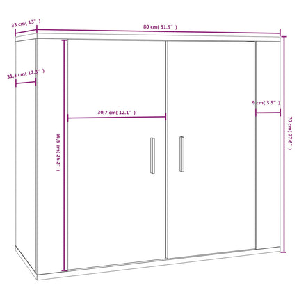skænk 80x33x70 cm konstrueret træ hvid