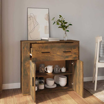 skænk 80x33x70 cm konstrueret træ røget egetræsfarve