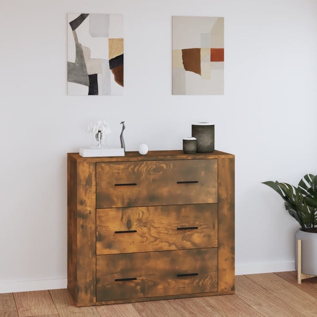 skænk 80x33x70 cm konstrueret træ røget egetræsfarve