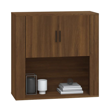 vægskab 80x33x80 cm konstrueret træ brun egetræsfarve