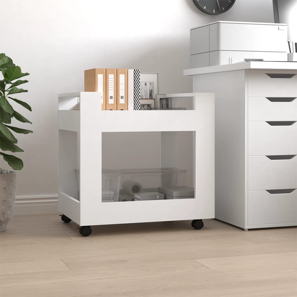 kontorvogn 60x45x60 cm konstrueret træ hvid