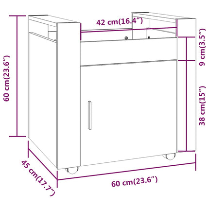 kontorvogn 60x45x60 cm konstrueret træ sort