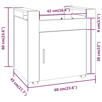 kontorvogn 60x45x60 cm konstrueret træ hvid højglans