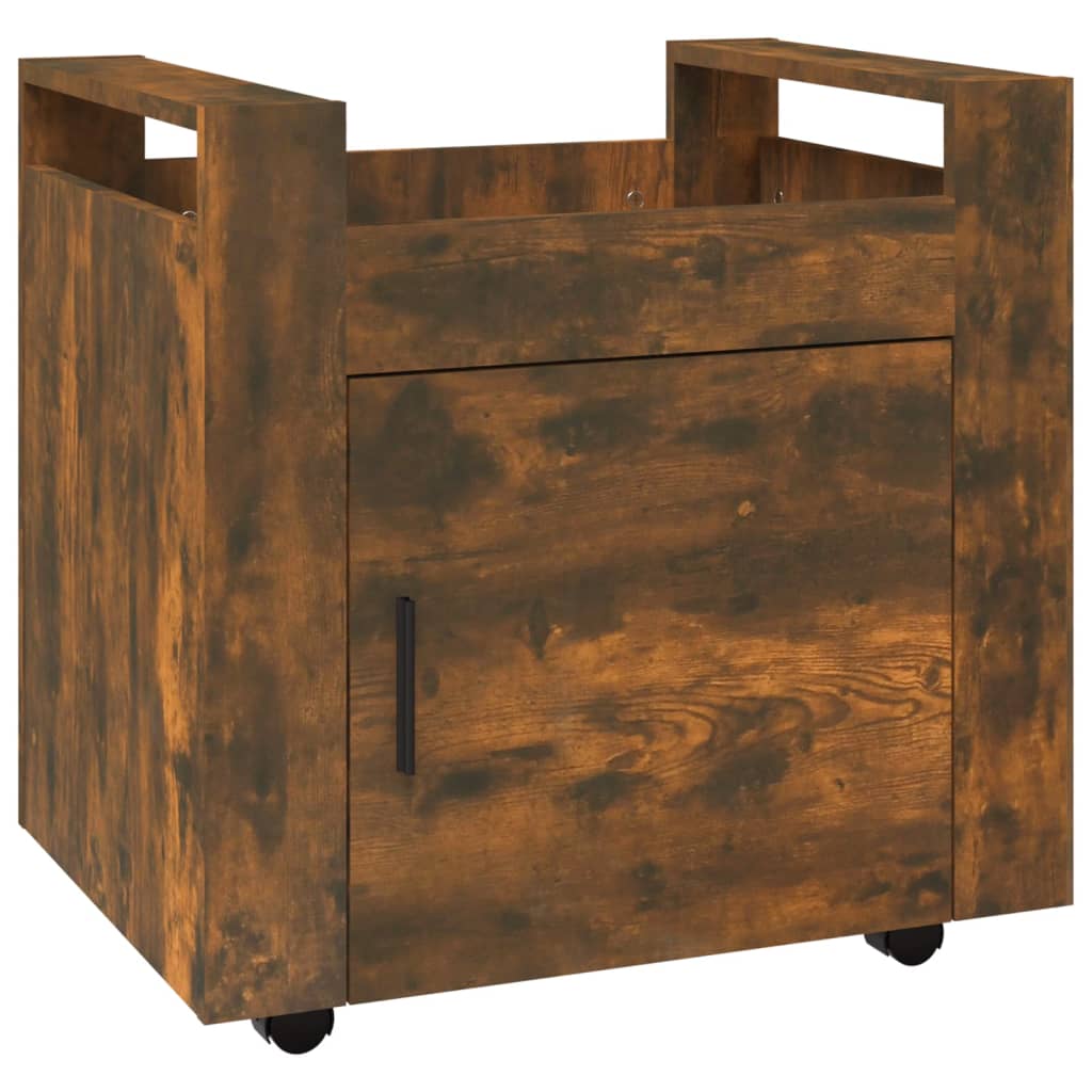 kontorvogn 60x45x60 cm konstrueret træ røget egetræsfarve