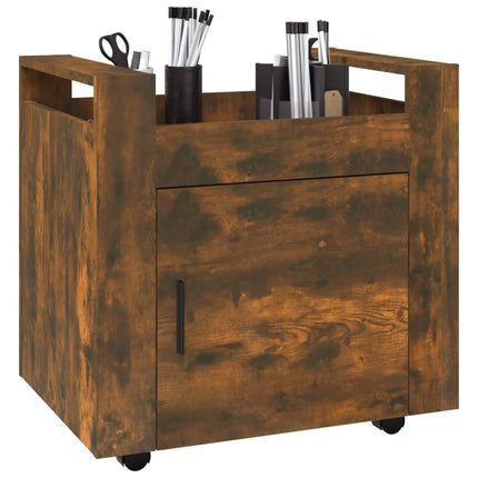 kontorvogn 60x45x60 cm konstrueret træ røget egetræsfarve