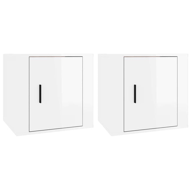 sengeborde 2 stk. 50x39x47 cm hvid højglans