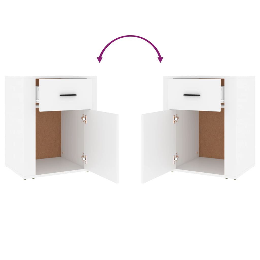 sengebord 50x36x60 cm konstrueret træ hvid