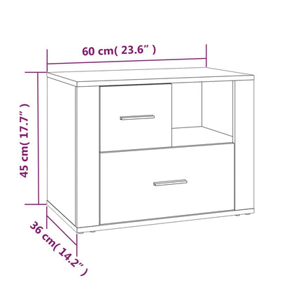sengebord 60x36x45 cm konstrueret træ hvid
