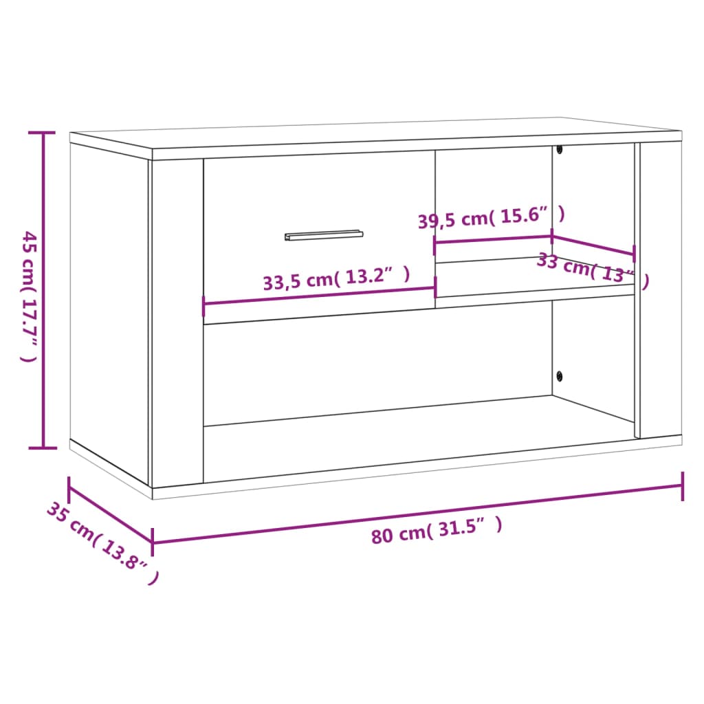 skoreol 80x35x45 cm konstrueret træ sort