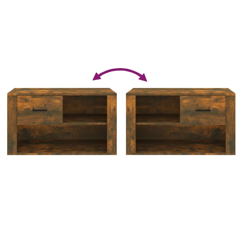 skoskab 80x35x45 cm konstrueret træ røget egetræsfarve