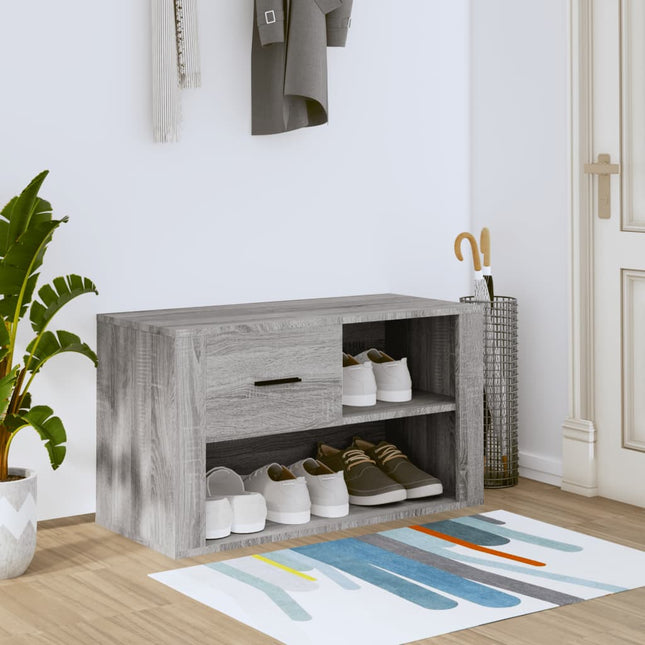 skoskab 80x35x45 cm konstrueret træ grå sonoma-eg