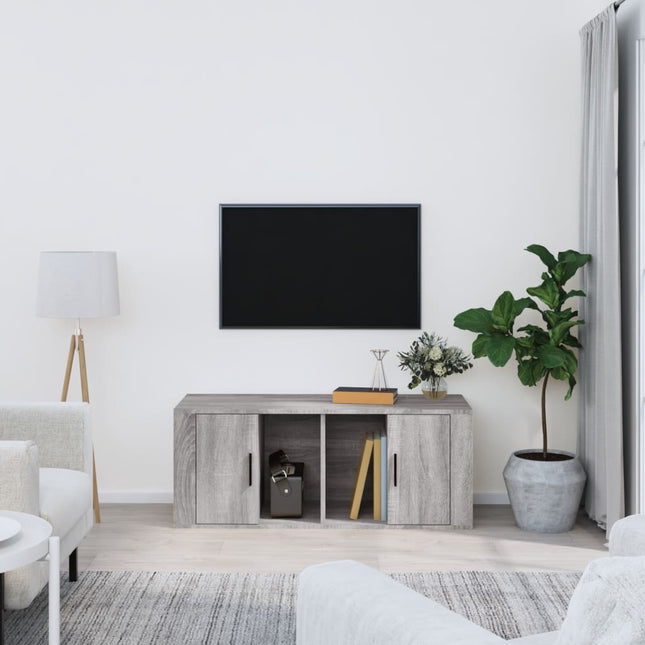 tv-bord 100x35x40 cm konstrueret træ grå sonoma-eg