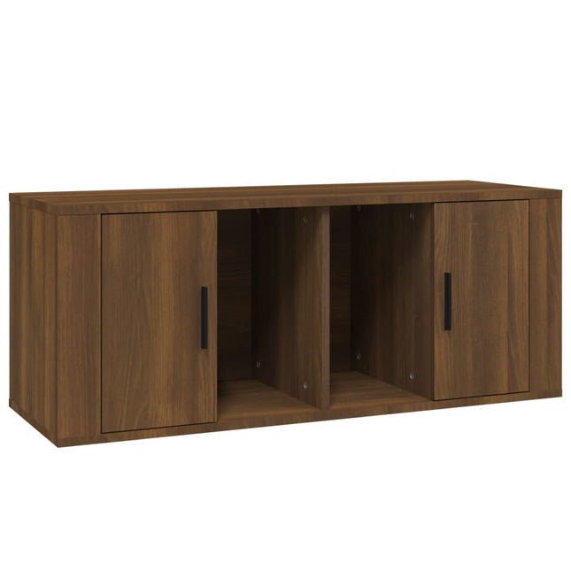 tv-bord 100x35x40 cm konstrueret træ brun egetræsfarve